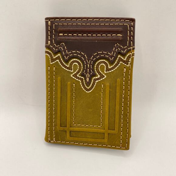 Tony Lana Men's RFID Trifold Wallet Brown Leather Rodeo Western NIB - Picture 3 of 8